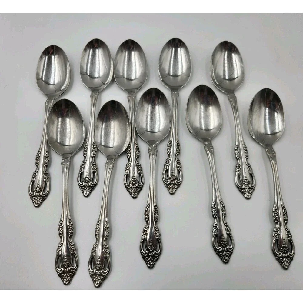 10 Oneida Community Brahms Stainless Steel Flatware Soup Spoons Dinner 6 7/8